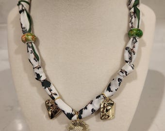 Silk Bandana Charm Necklace Green Sunshine