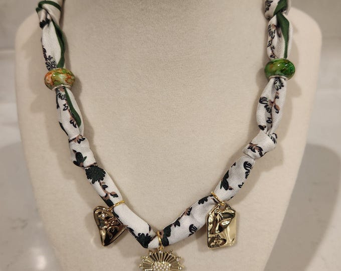 Silk Bandana Charm Necklace Green Sunshine