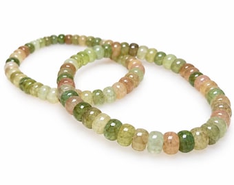Glass Bead Stretchy Bracelet Fall Colors Greens 8mm