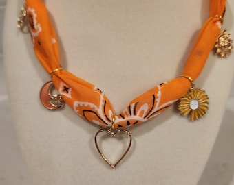 Bandana Charm Necklace Orange Delight