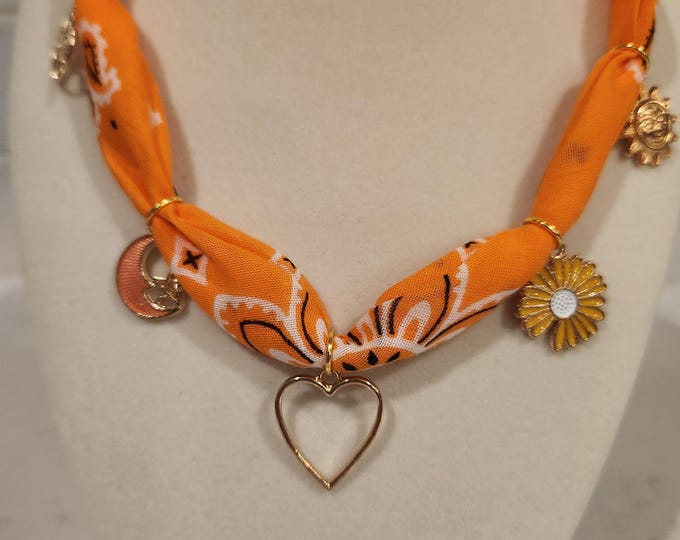 Bandana Charm Necklace Orange Delight