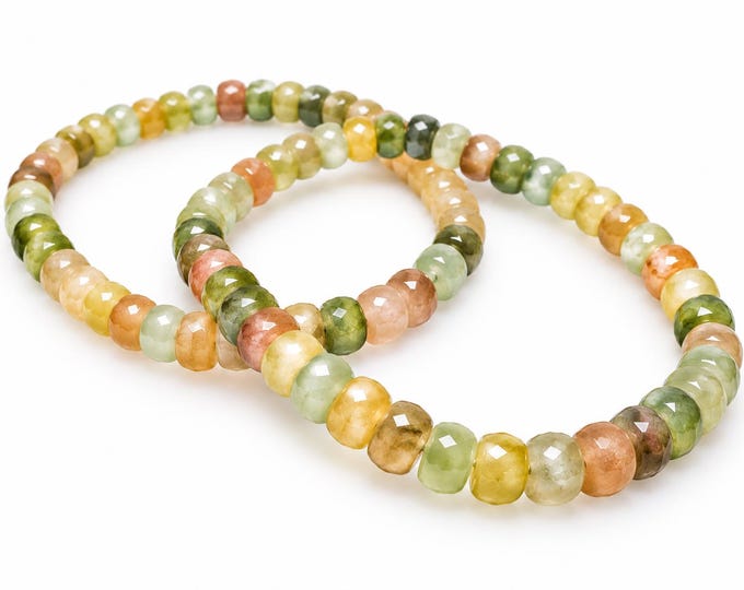 Glass Beads Fall Autum Colors Orange Yellow 8mm Stretchy