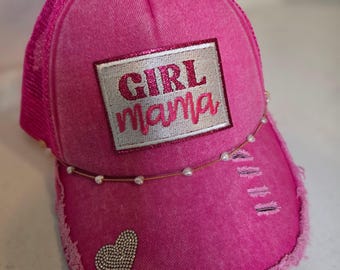 Trucker Hat Girl Mom Pink Heart