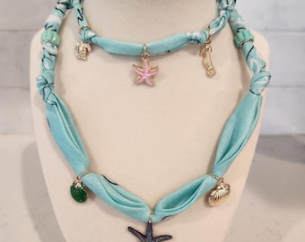 Bandana Charm Necklace Coral Reef Necklace & Bracelet