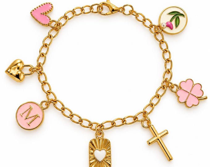 Charm Bracelet: Mom Love Dragonfly Pink