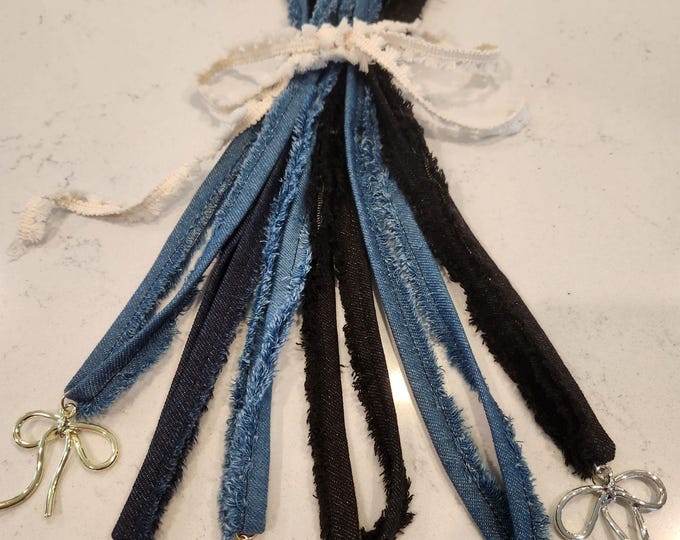 Charm necklace western boho denim