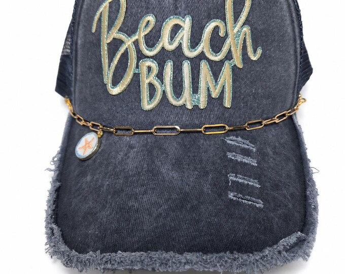 Beach Bum Trucker Hat Snap Back Chain Charm Starfish