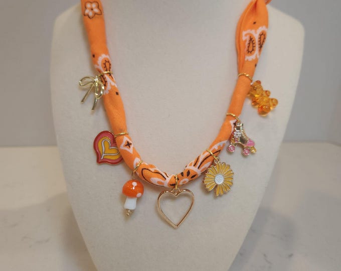Bandana Scarf Charm Necklace Custom Handmade Gummy Bear Roller Skate