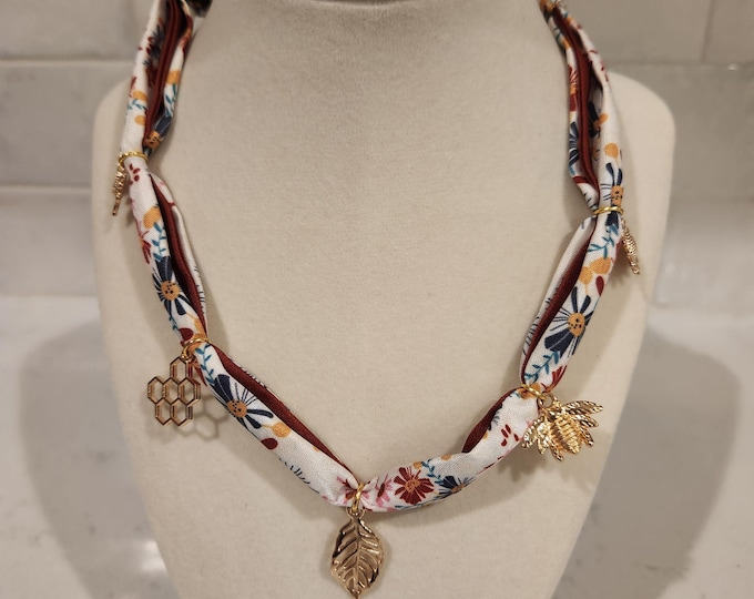 Silk Bandana Charm Necklace Honeycomb