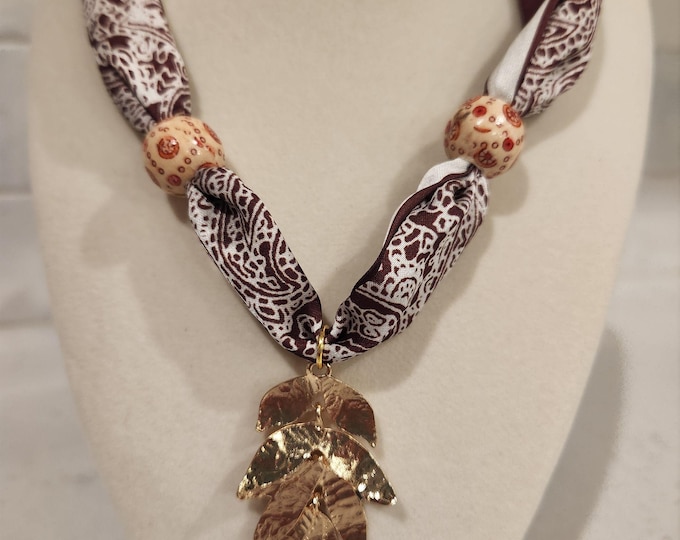 Scarf charm necklace silk bandana charm necklace boho necklace