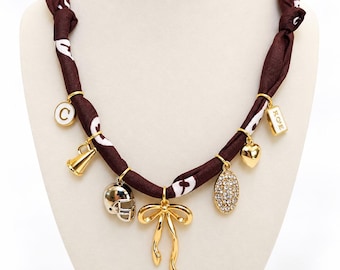 Scarf Charm Necklace Football Team Game Day Bandana Jewelry Customizable