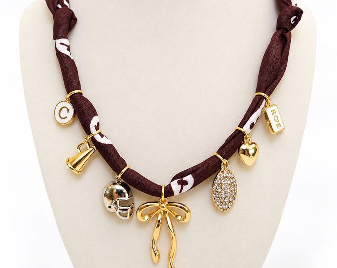 Scarf Charm Necklace Football Team Game Day Bandana Jewelry Customizable