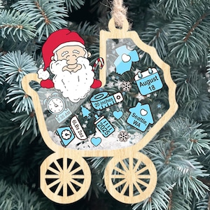 Personalized Baby First Christmas Shaker Ornament | Stroller Kid Boy Girl | Custom Ornament 2025 | Shake Ornaments | Xmas Gift Home Decor