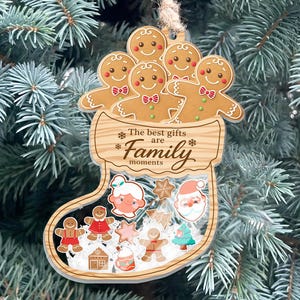 Personalisierte Familie Shaker Weihnachtsverzierung | Lebkuchenleute