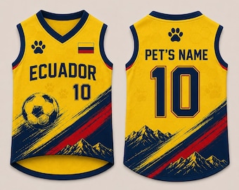 Maglia personalizzata per animali domestici Ecuador, maglietta per animali domestici con nome e numero personalizzati, abbigliamento per cani e gatti, capo d'abbigliamento leggero in rete per animali domestici, idea regalo