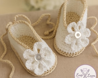 Crochet Baby Ballerina Booties Pattern | Newborn Flower Shoes (PDF)
