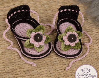 Crochet Baby Sandals Pattern | Flower Flip Flops (PDF)