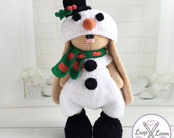 Crochet Snowman Outfit Pattern: 32cm Bunny Doll Clothes (PDF Pattern)