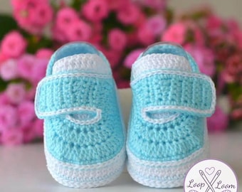 Crochet Pattern Baby Velcro Sneakers | High Top Booties (PDF Download)