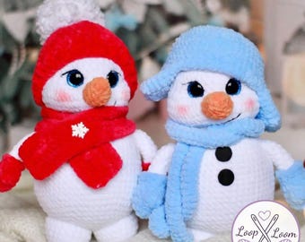 Crochet Snowman Patterns PDF: Amigurumi Winter Plush Set, Holiday Decor Toys, Digital Download