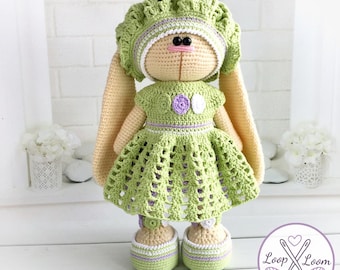 Crochet Easter Bunny Outfit Pattern: 32cm Doll Dress, Hat, Boots (PDF Pattern)
