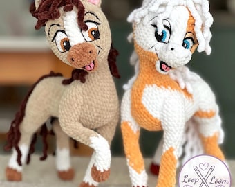 Crochet Horse Patterns PDF: Amigurumi Farm Animal Plush Set, Realistic Pony Toys, Digital Download