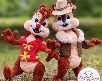 Cartoon Chipmunks Crochet Pattern PDF, Woodland Animal Amigurumi Duo (Digital Download)