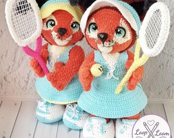 Crochet Tennis Squirrel Pattern, Amigurumi Sports Animal Plush Toy (PDF Download)