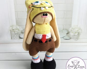Crochet Sea Sponge Outfit Pattern: Bunny Clothes for 32cm Doll (PDF Pattern)