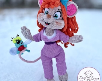 Crochet Mouse Girl Doll Pattern, Amigurumi Mouse Toy, Removable Glasses (PDF Download)