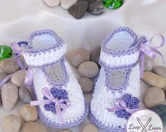 Christening Baby Booties Crochet Pattern | Elegant Baptism Shoes (PDF)