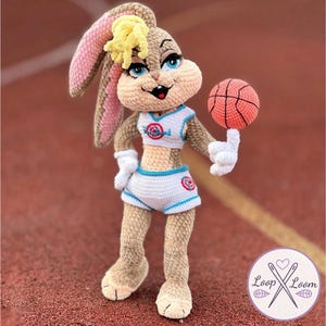 Virkmönster för basketkanin | Amigurumi sportmaskot PDF | Kaninspelaredocka
