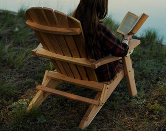 Amish Crafted Folding Adirondack Chair – Western Red Cedar, Contoured Seat