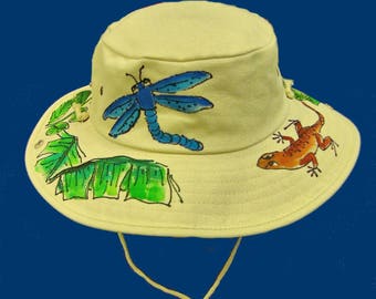 Tropical Hand Painted Outback Hat for Adults