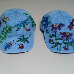 Ladies Baseball Cap Wildflowers or Critters hand painted