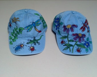 Ladies Baseball Cap Wildflowers or Critters hand painted