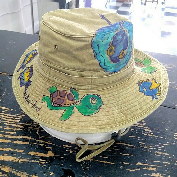 Stingray Hand Painted Camping Hat for Adults and Kids