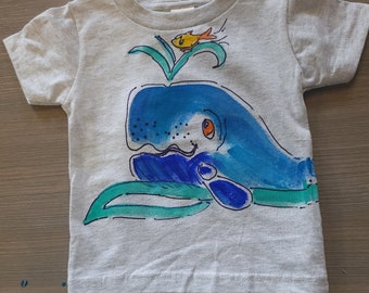 Big Blue What Handpainted Tshirt for Toddlers and Kids