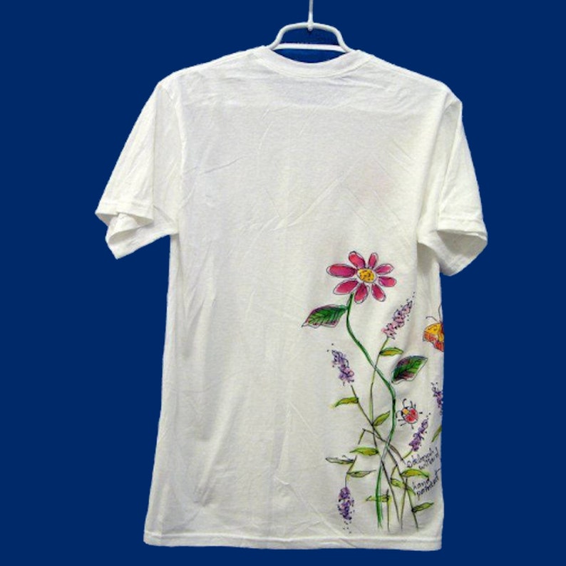 Wildflower Garden handpainted on short sleeved Tshirt for Women and Plus Sizes image 4