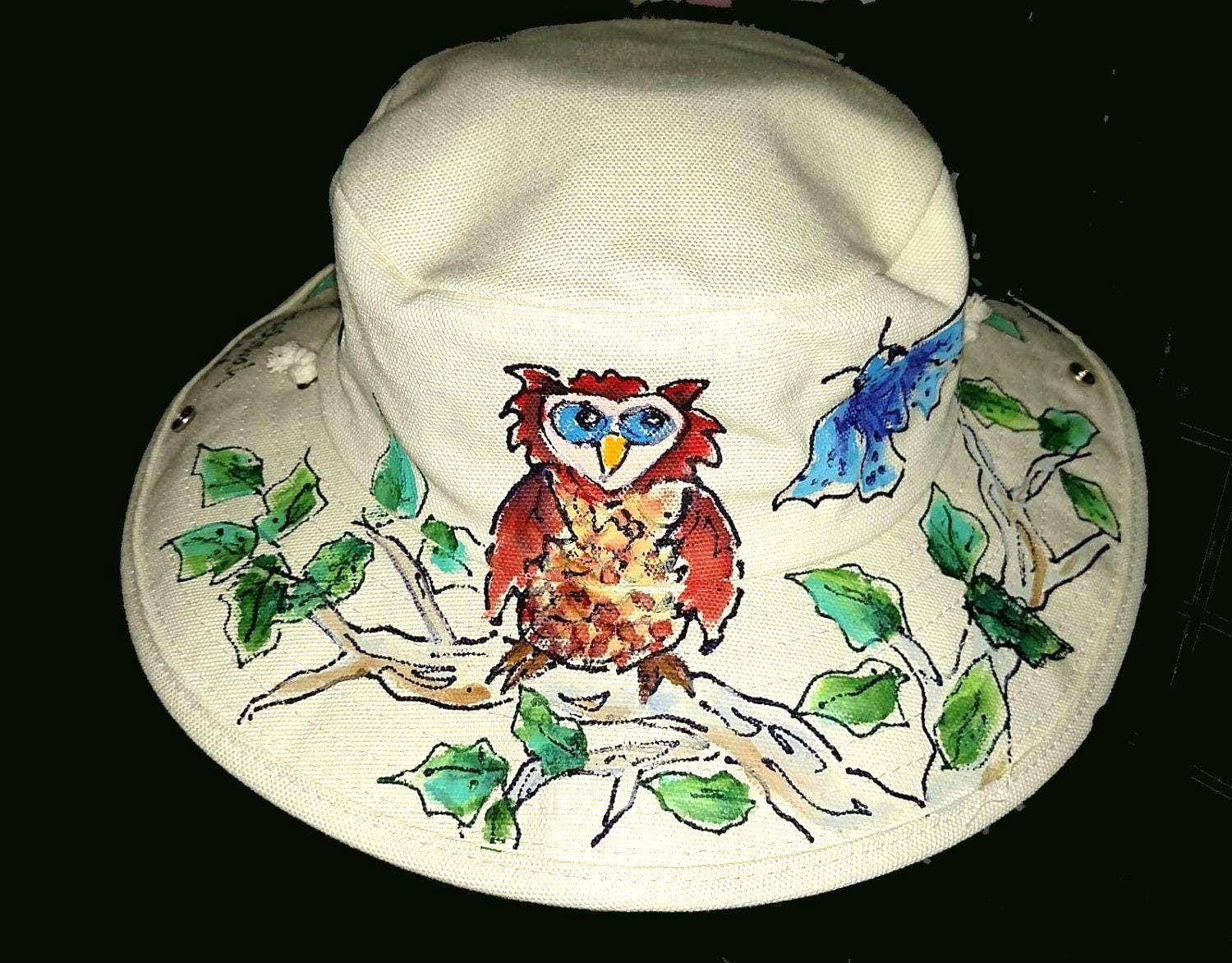 Owl and Hawk Canvas Outback Hat for Men and Women