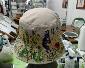 Desert Southwest Theme Handpainted on Bucket Hat