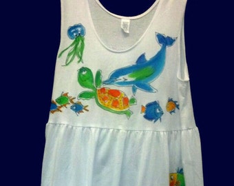 Tropical Fish with Dolphin Dress with Pockets for Women and Plus Sizes