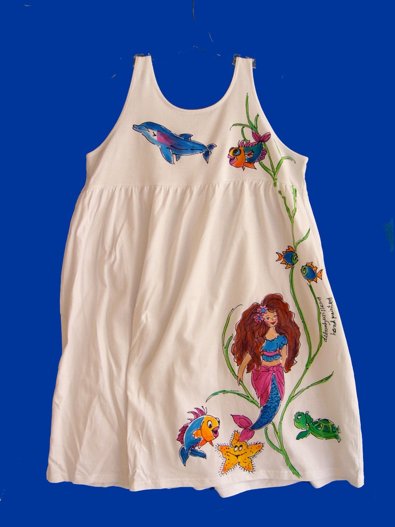 Hand Painted Mermaid Empire Dress for Girls image 1