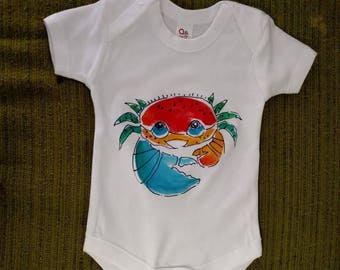 Infant Onesie hand painted with cute sealife creatures and fish