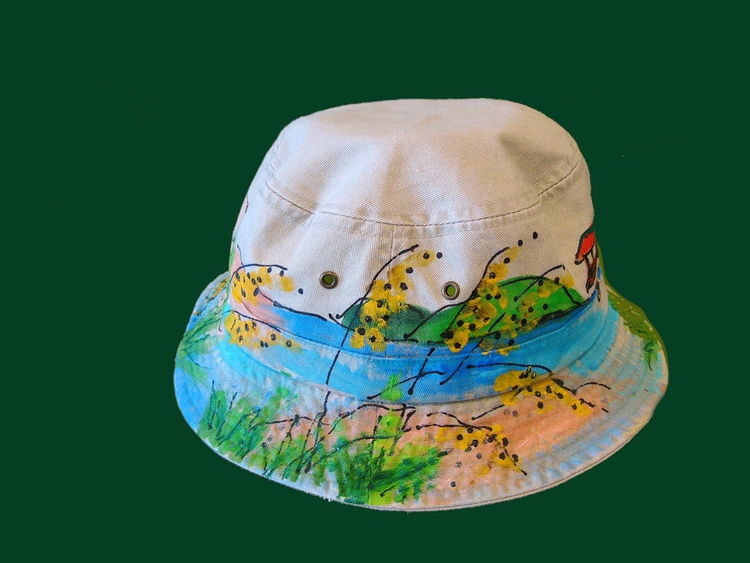 Bucket Hat With All-around Painted Design - Etsy display picture 2