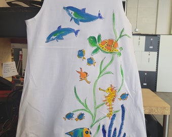 Girls Sleeveless Playdress Dolphins Handpainted