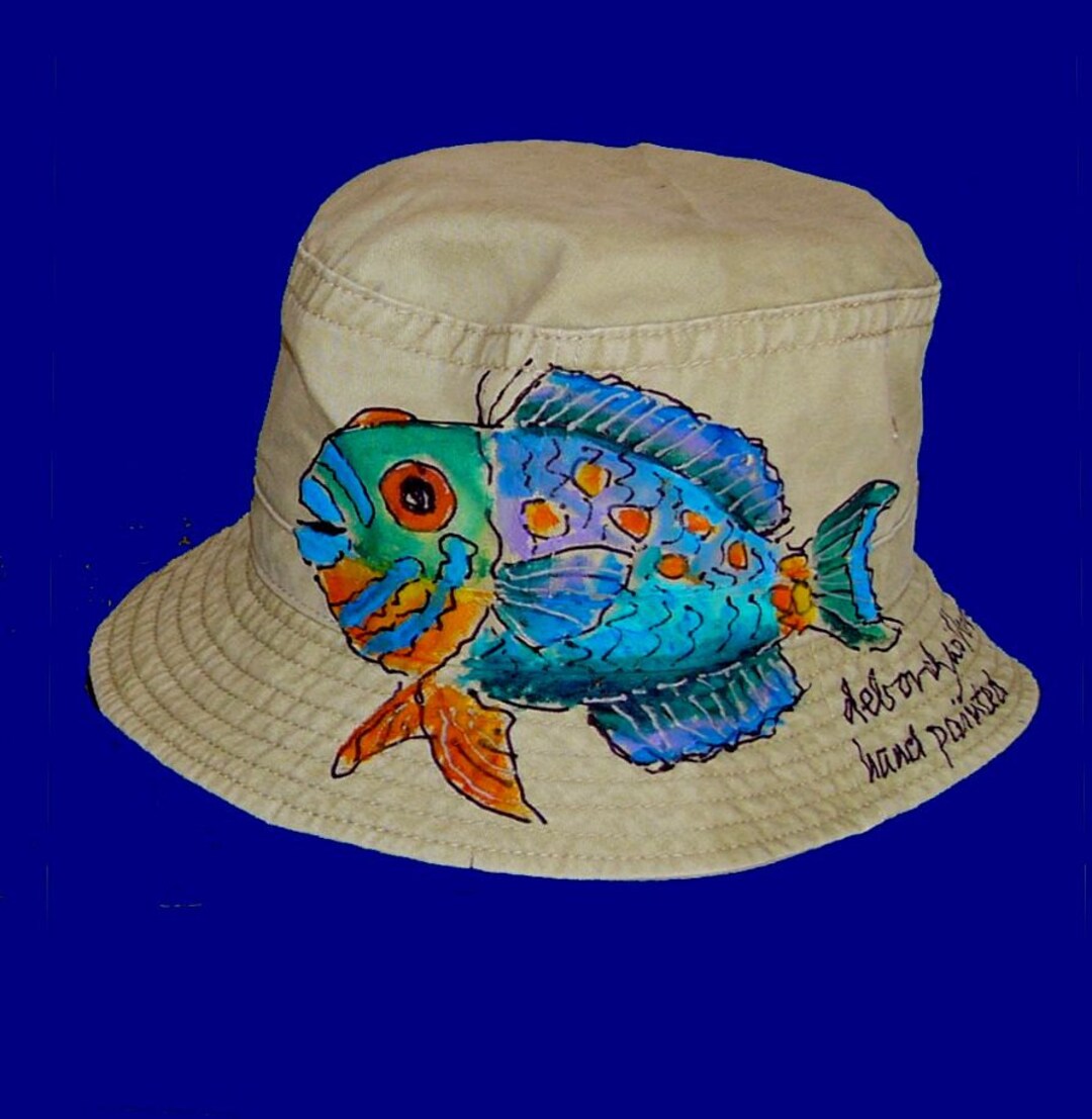 Tropical Fish Bucket Hat Handpainted for Adults and Kids Etsy