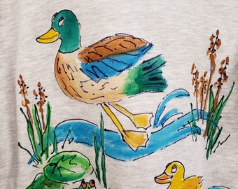 Mallard Duck Pond and Critters handpainted on kids 0r Toddler Pullover Hoodie