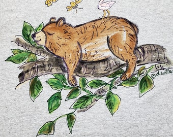 Brown Bear Nap hand painted for adults and kids