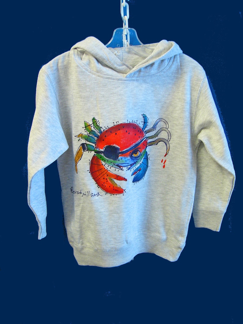 Pirate Crab Hoodie or Sweatshirt Hand Painted for Boys